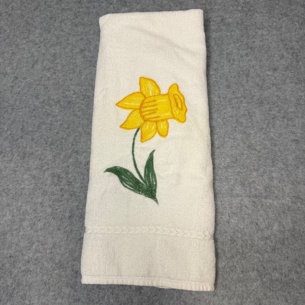 Vtg 1960's Hand Towel Daffodil Martex West Point Pepperell Cotton USA RARE 15x26